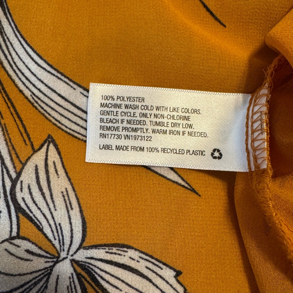 A New Day Mustard Floral Sleeve Blouse/ Sheer - Picture 10 of 10